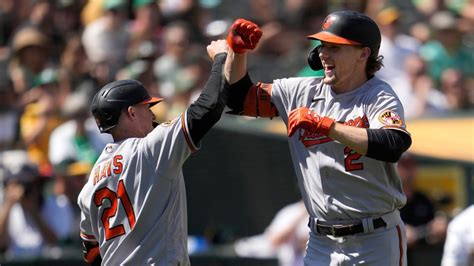 Orioles complete series sweep of Athletics with 12-1 win behind Gunnar Henderson’s near-cycle, another Kyle Bradish gem